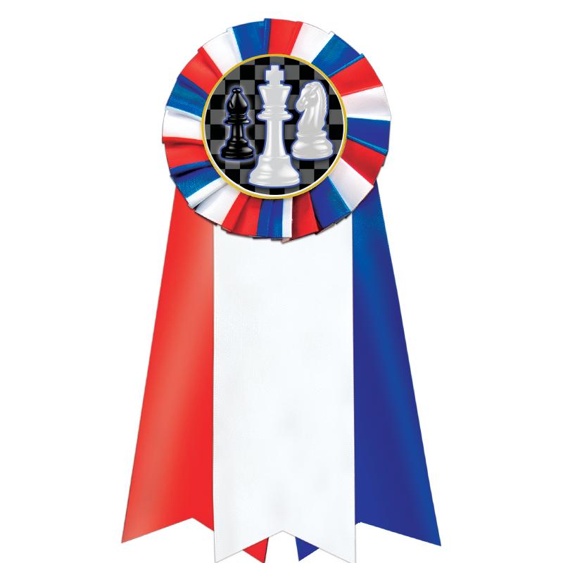 7"JUMBO RD/WH/BLUE MYL ROSETTE