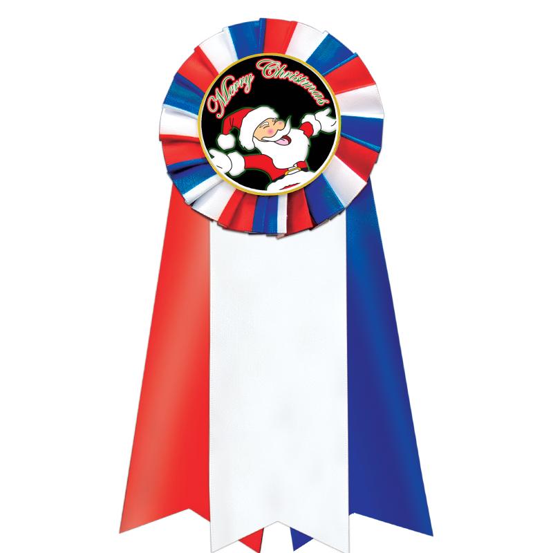 7"JUMBO RD/WH/BLUE MYL ROSETTE