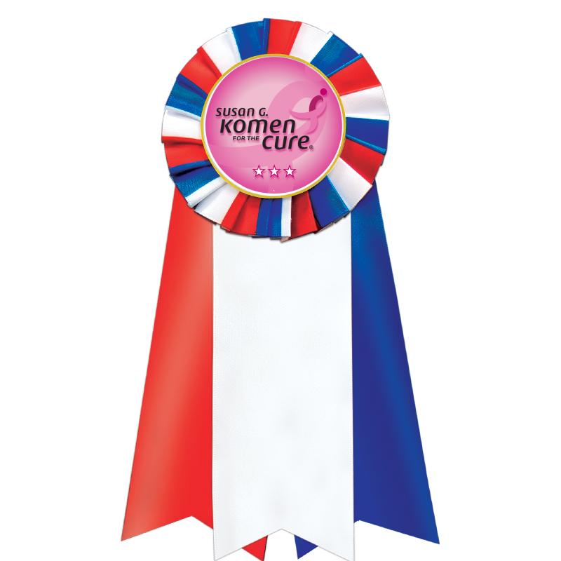 7"JUMBO RD/WH/BLUE MYL ROSETTE