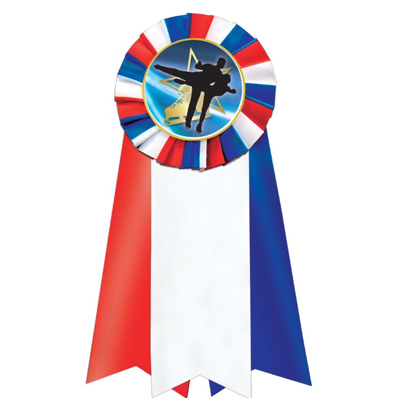 7"JUMBO RD/WH/BLUE MYL ROSETTE