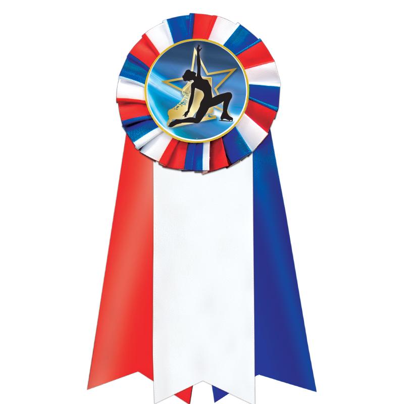 7"JUMBO RD/WH/BLUE MYL ROSETTE