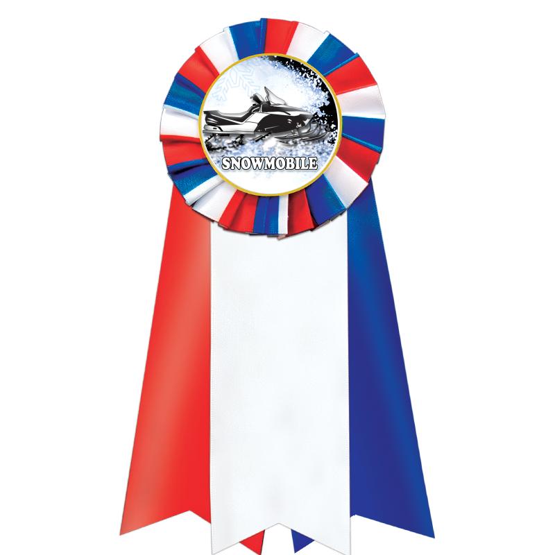 7"JUMBO RD/WH/BLUE MYL ROSETTE