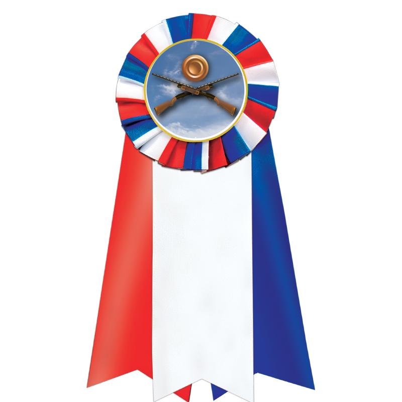 7"JUMBO RD/WH/BLUE MYL ROSETTE