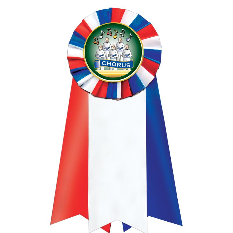 7"JUMBO RD/WH/BLUE MYL ROSETTE