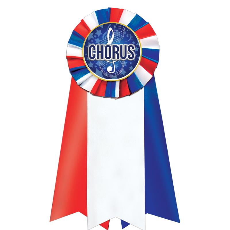 7"JUMBO RD/WH/BLUE MYL ROSETTE