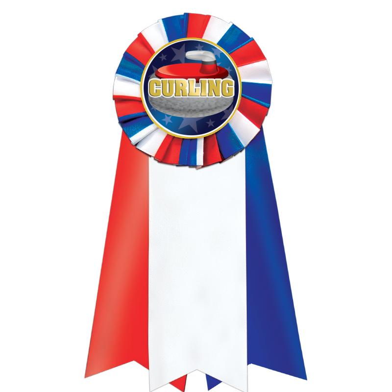 7"JUMBO RD/WH/BLUE MYL ROSETTE