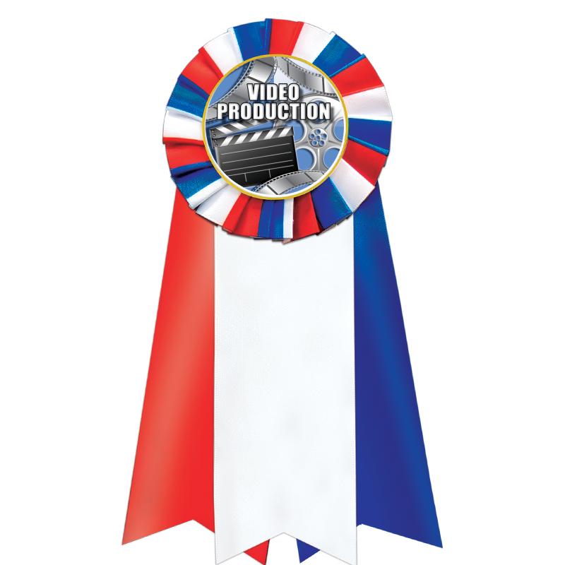 7"JUMBO RD/WH/BLUE MYL ROSETTE