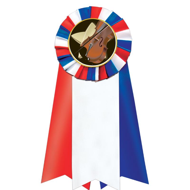 7"JUMBO RD/WH/BLUE MYL ROSETTE