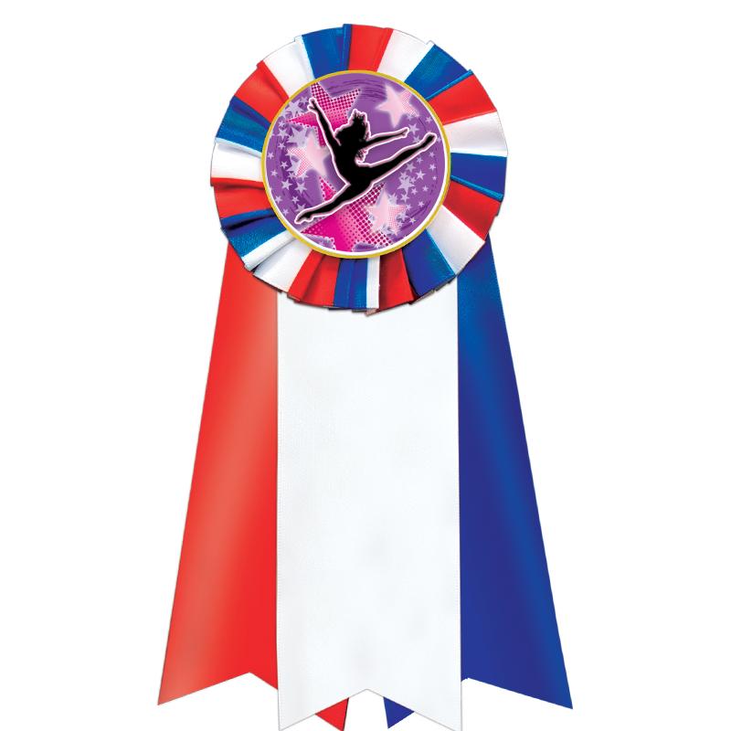 7"JUMBO RD/WH/BLUE MYL ROSETTE