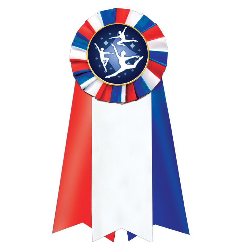 7"JUMBO RD/WH/BLUE MYL ROSETTE