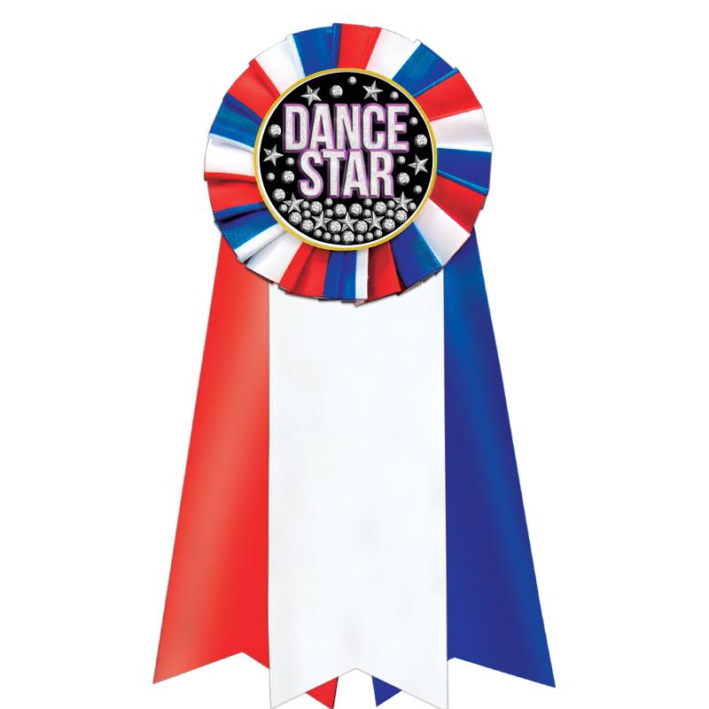 7"JUMBO RD/WH/BLUE MYL ROSETTE