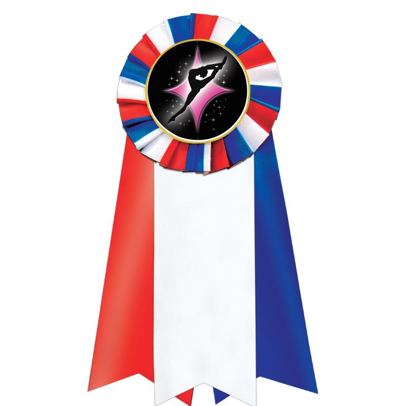 7"JUMBO RD/WH/BLUE MYL ROSETTE