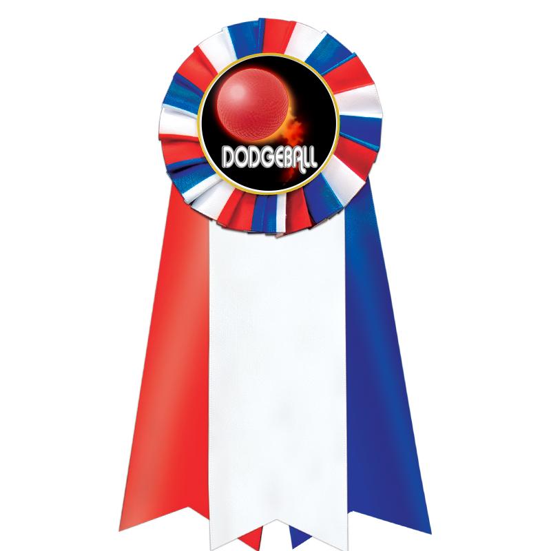 7"JUMBO RD/WH/BLUE MYL ROSETTE