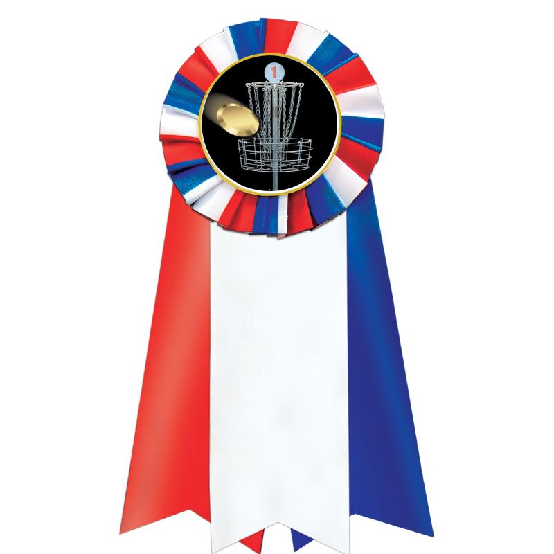 7"JUMBO RD/WH/BLUE MYL ROSETTE