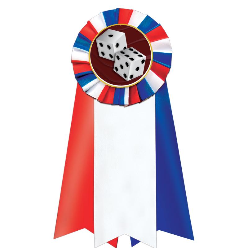 7"JUMBO RD/WH/BLUE MYL ROSETTE