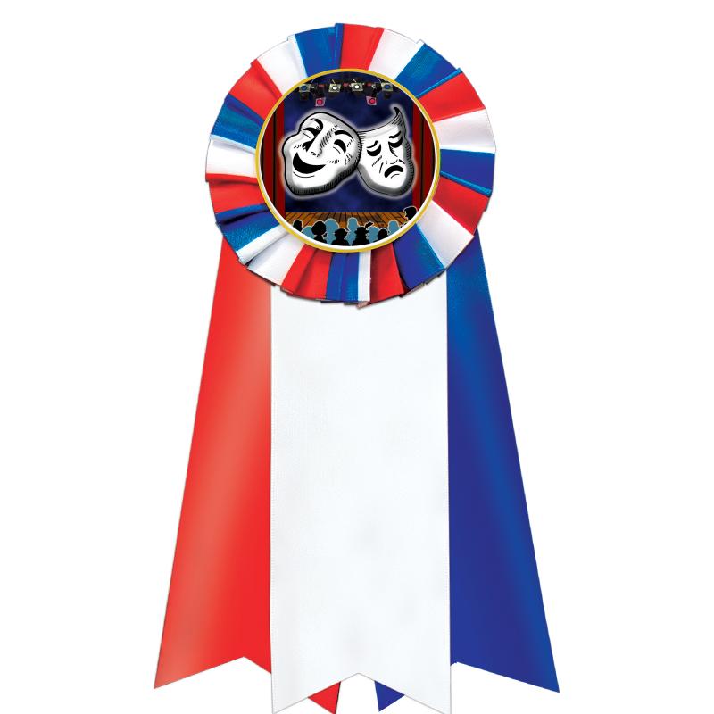 7"JUMBO RD/WH/BLUE MYL ROSETTE