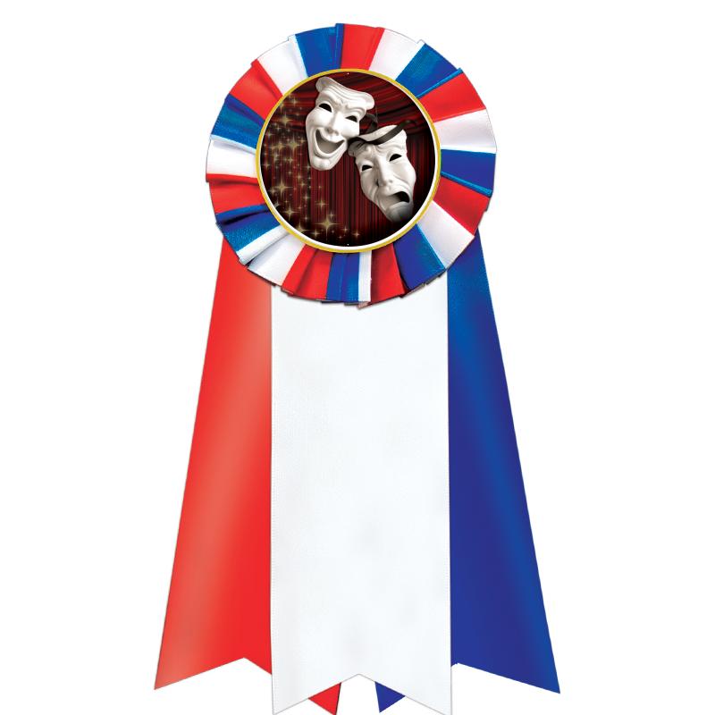 7"JUMBO RD/WH/BLUE MYL ROSETTE