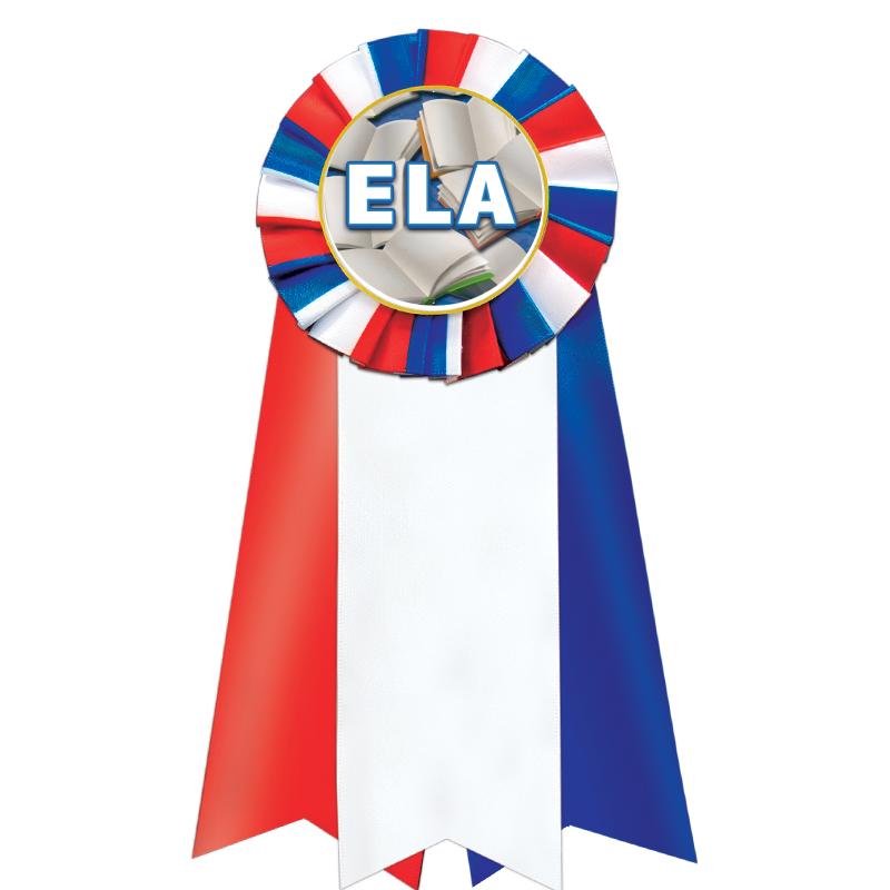 7"JUMBO RD/WH/BLUE MYL ROSETTE