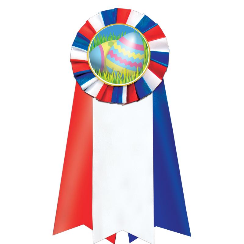 7"JUMBO RD/WH/BLUE MYL ROSETTE