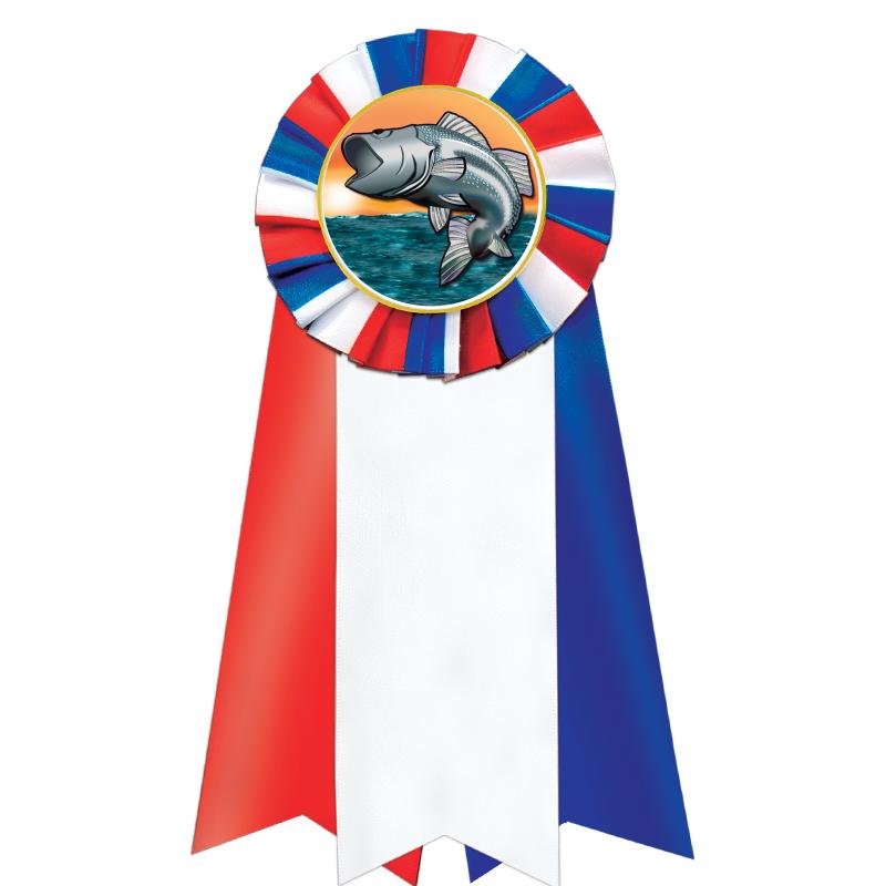 7"JUMBO RD/WH/BLUE MYL ROSETTE