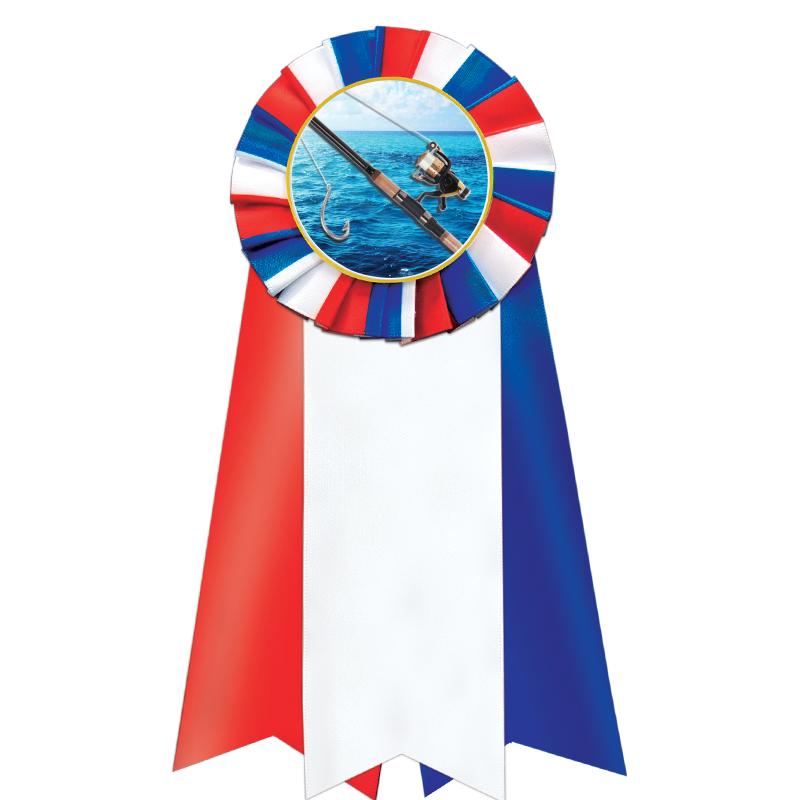 7"JUMBO RD/WH/BLUE MYL ROSETTE