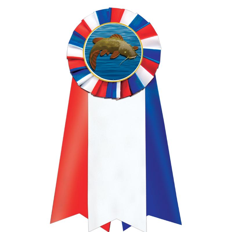 7"JUMBO RD/WH/BLUE MYL ROSETTE