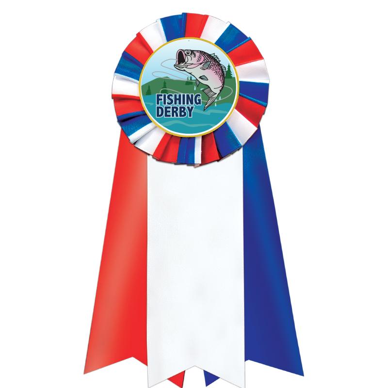 7"JUMBO RD/WH/BLUE MYL ROSETTE