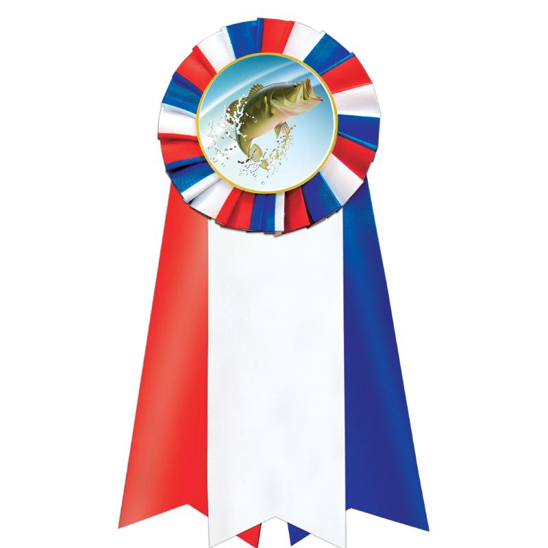 7"JUMBO RD/WH/BLUE MYL ROSETTE