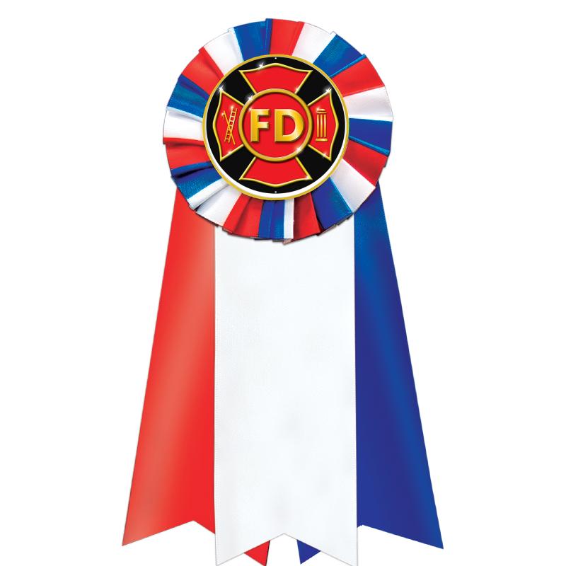 7"JUMBO RD/WH/BLUE MYL ROSETTE