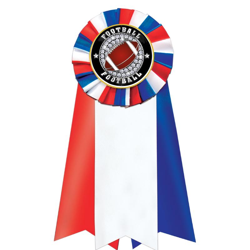 7"JUMBO RD/WH/BLUE MYL ROSETTE