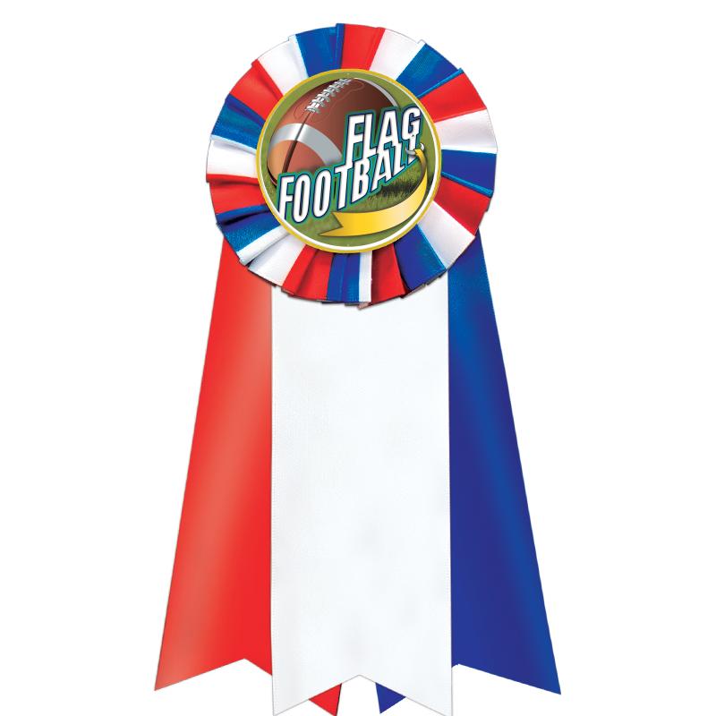 7"JUMBO RD/WH/BLUE MYL ROSETTE