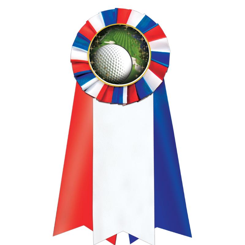 7"JUMBO RD/WH/BLUE MYL ROSETTE