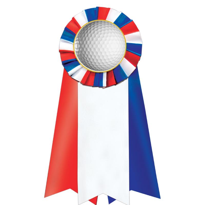 7"JUMBO RD/WH/BLUE MYL ROSETTE