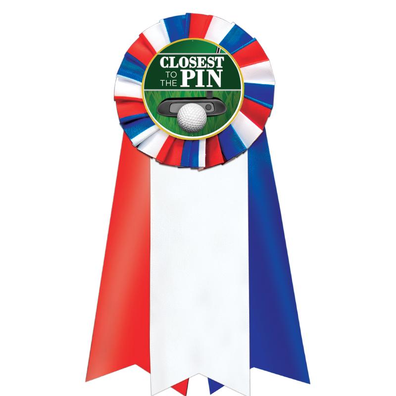 7"JUMBO RD/WH/BLUE MYL ROSETTE