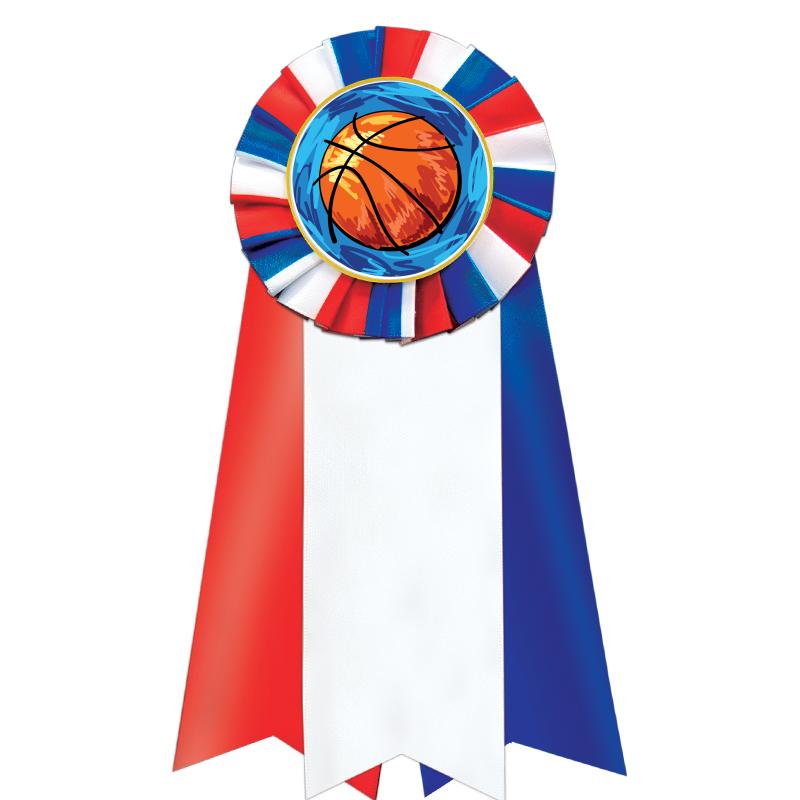 7"JUMBO RD/WH/BLUE MYL ROSETTE