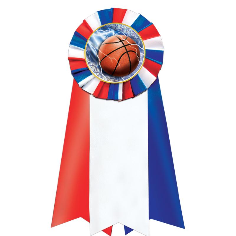 7"JUMBO RD/WH/BLUE MYL ROSETTE