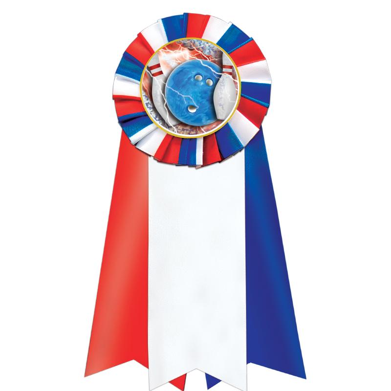 7"JUMBO RD/WH/BLUE MYL ROSETTE