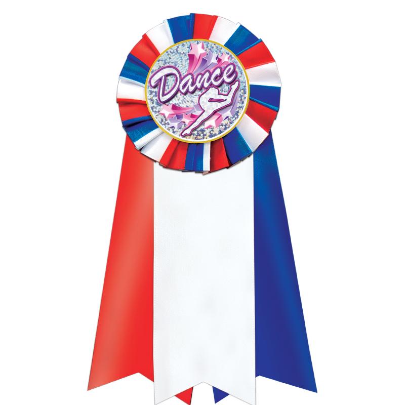 7"JUMBO RD/WH/BLUE MYL ROSETTE