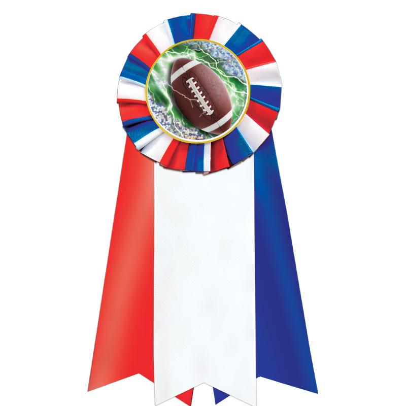 7"JUMBO RD/WH/BLUE MYL ROSETTE