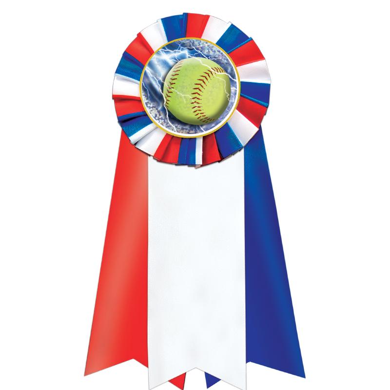 7"JUMBO RD/WH/BLUE MYL ROSETTE