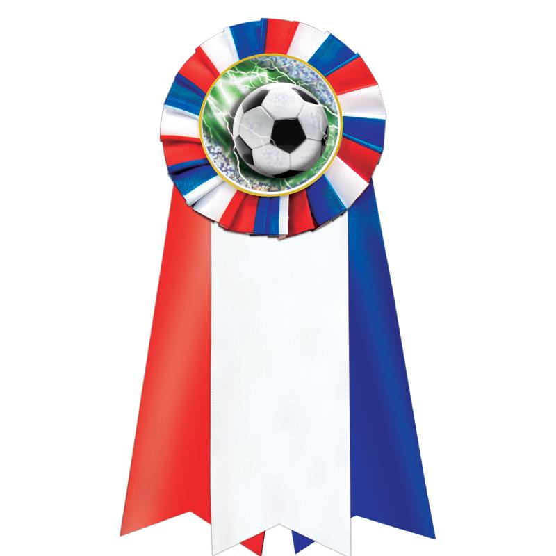 7"JUMBO RD/WH/BLUE MYL ROSETTE