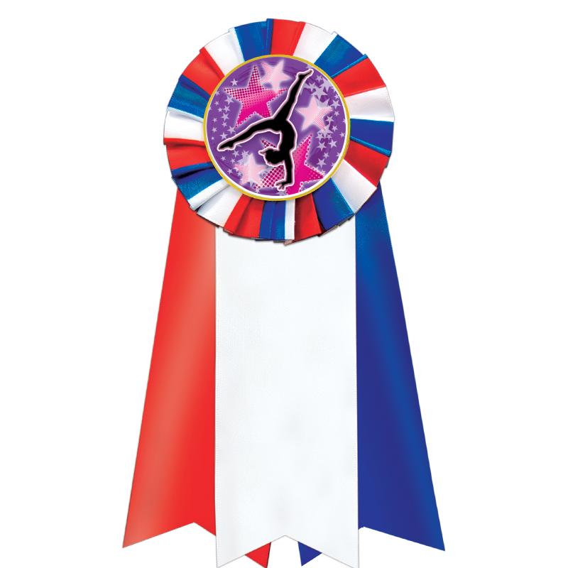 7"JUMBO RD/WH/BLUE MYL ROSETTE