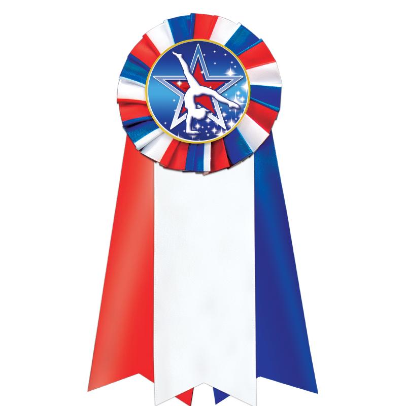 7"JUMBO RD/WH/BLUE MYL ROSETTE