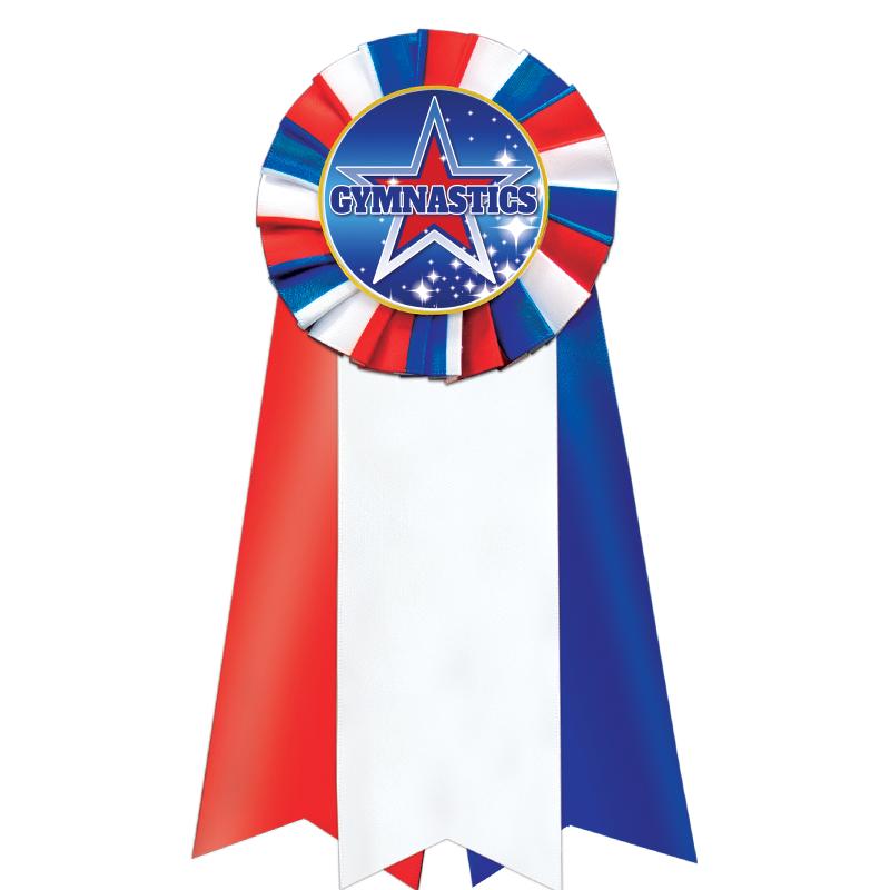 7"JUMBO RD/WH/BLUE MYL ROSETTE