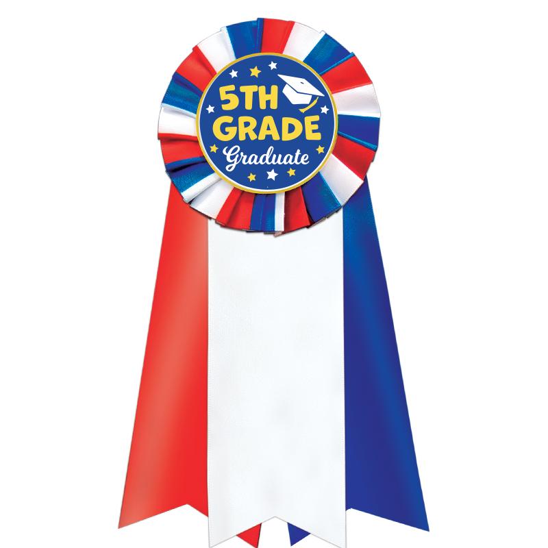 7"JUMBO RD/WH/BLUE MYL ROSETTE