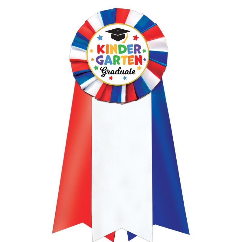 7"JUMBO RD/WH/BLUE MYL ROSETTE