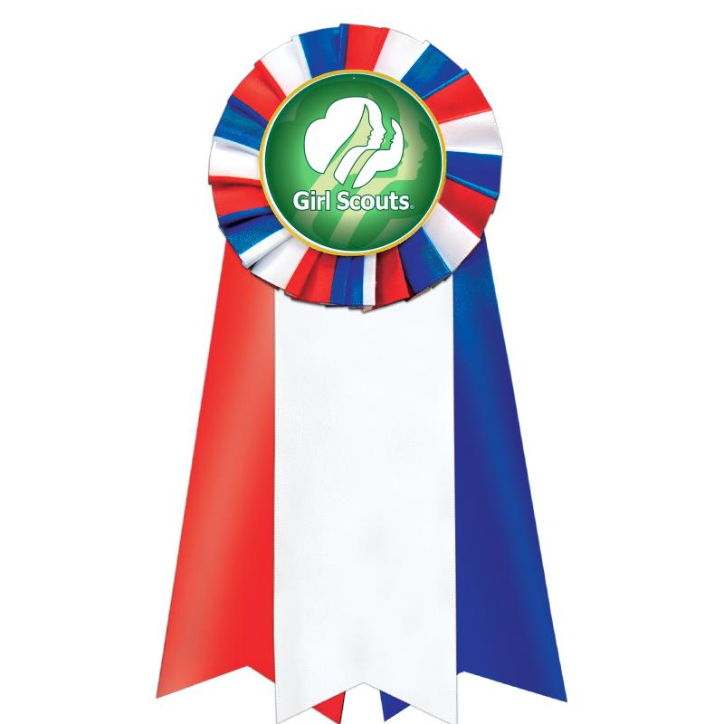 7"JUMBO RD/WH/BLUE MYL ROSETTE