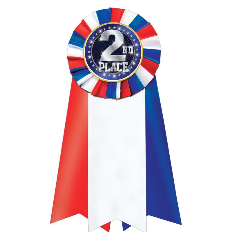 7"JUMBO RD/WH/BLUE MYL ROSETTE