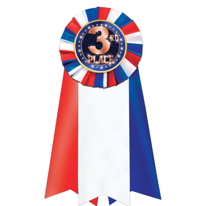 7"JUMBO RD/WH/BLUE MYL ROSETTE