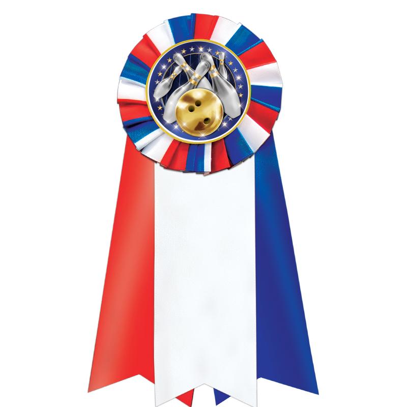7"JUMBO RD/WH/BLUE MYL ROSETTE